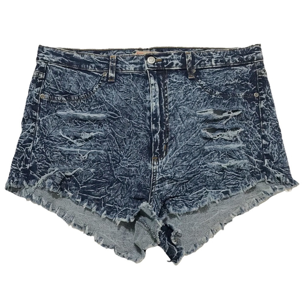 Judy Blue Distressed Jean Shorts Size 2XL Raw Hem Denim Acid Wash Cutoff…